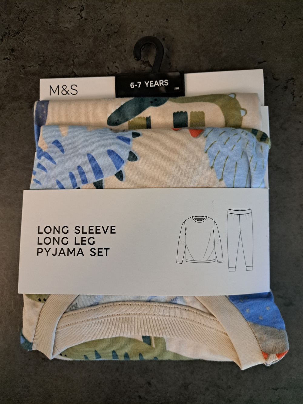 NWT Marks & Spencer Kids Long Sleeve/Long Leg Pajama Set - Blue, Cream, Green